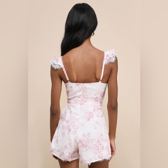 Lulus Adorable Whimsy Ivory and Blush Floral Lace
Bustier Romper - Picture 3 of 9